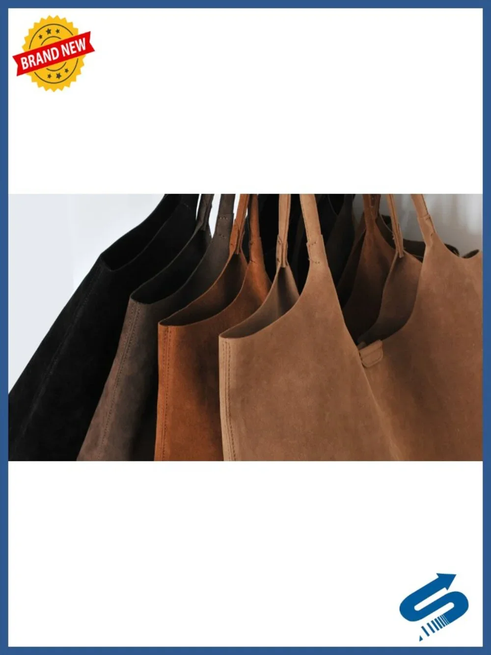 Faux Suede Tote Bag - Magnetic Closure Hobo Handbag, Vegan Leather Purse